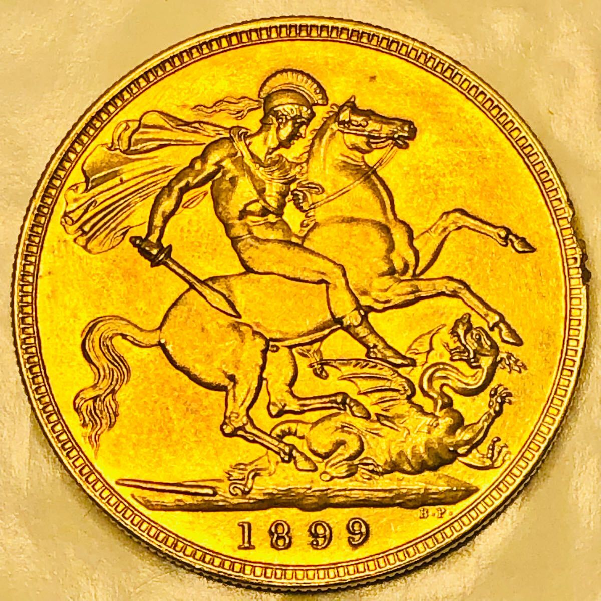 イギリス 1899年 ヴィクトリア女王 聖ジョージ竜退治 大型金貨