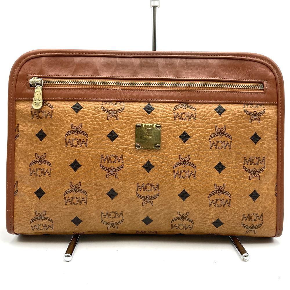 5％OFF!!!セール【6/11まで】MCM エム?シー?エム クラッチバッグ セカンドバッグ ヴィセトス柄 レザー ブラウン メンズ