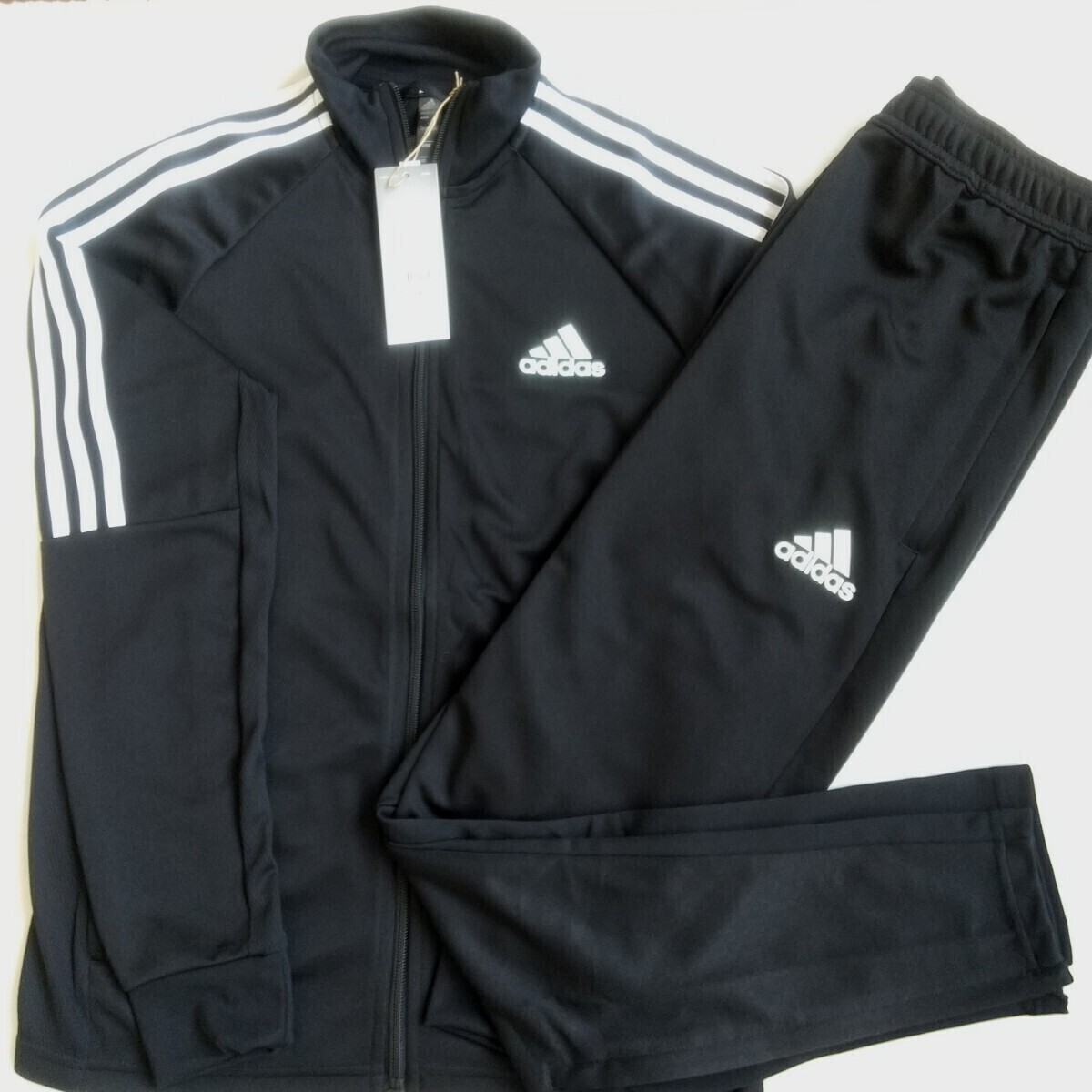 adidas ジャージ 上下セット メンズ XL(O) 黒 未使用 ドライ 3本 adidas ジャージ 上下セット メンズ XL(O) 黒 未使用 ドライ 3本