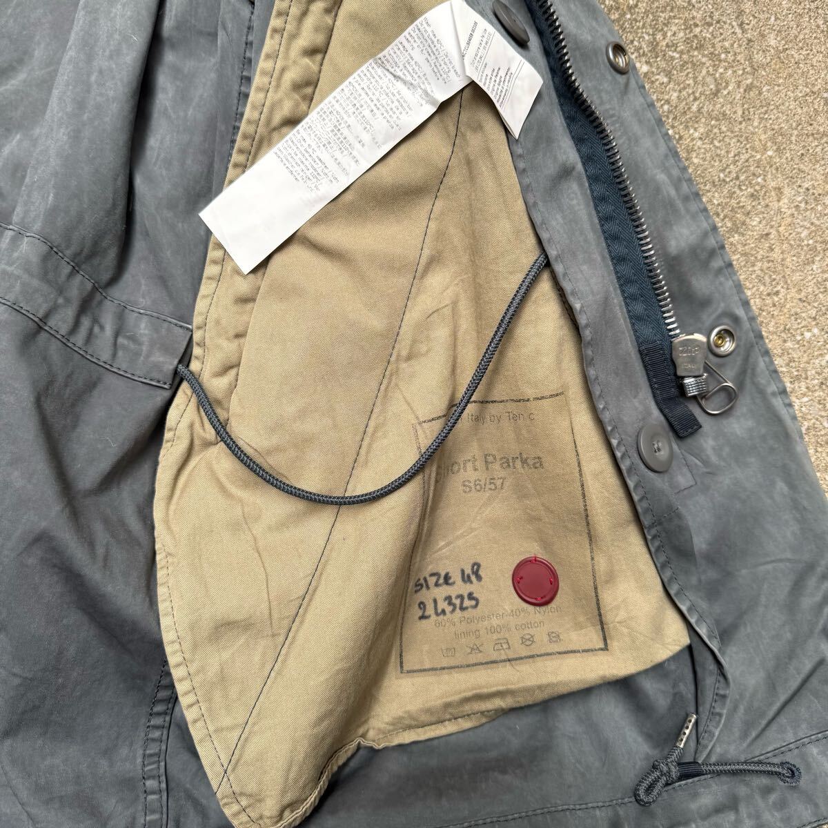 高品質 イタリア製 Ten-C Short Parker ミリタリー ジャケット グレー ヴィンテージ マウンテンパーカー モッズコート 撥水 57 M相当_画像6