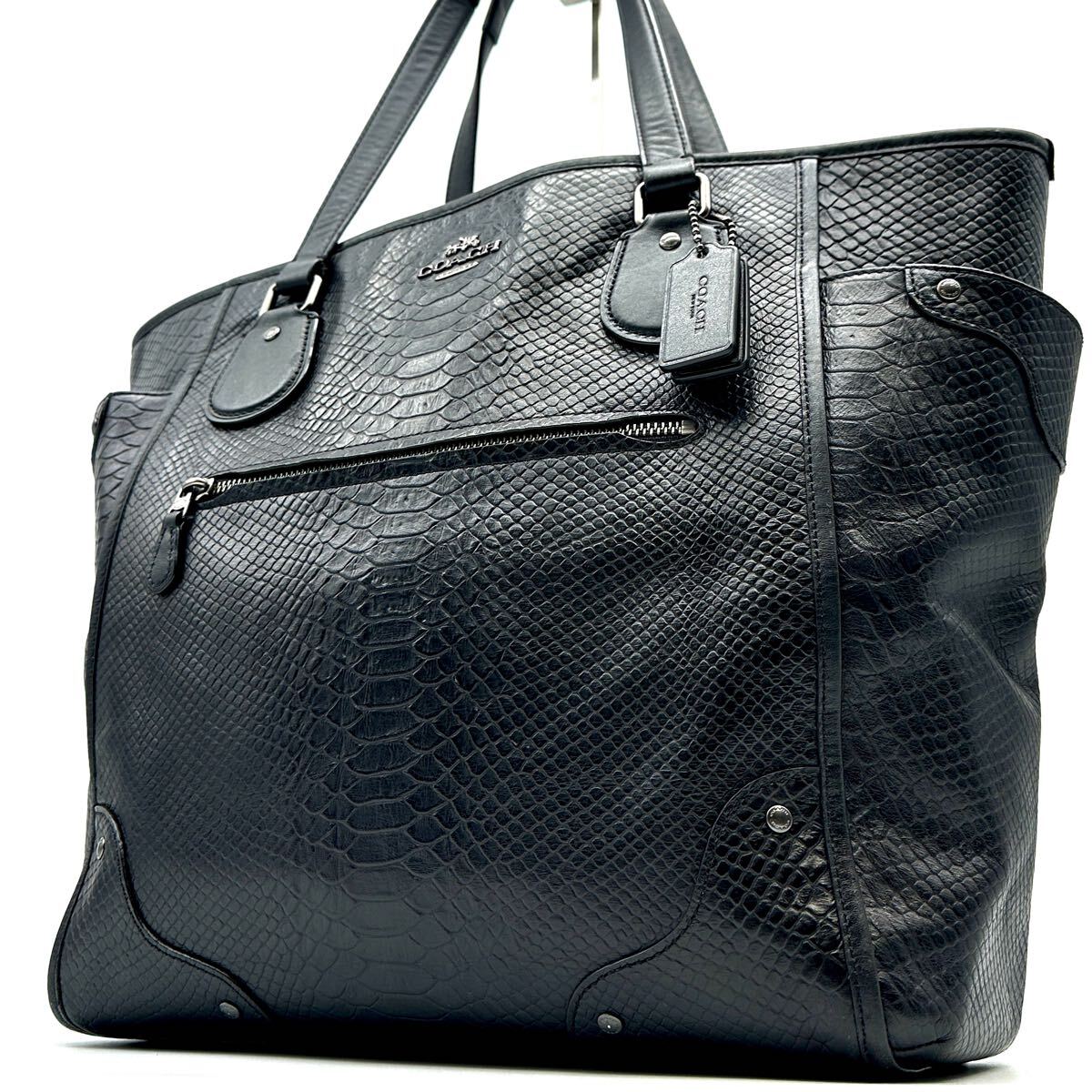 希少品】COACH コーチ トートバッグ パイソン 蛇革 ビジネス 希少品】COACH コーチ トートバッグ パイソン 蛇革 ビジネス