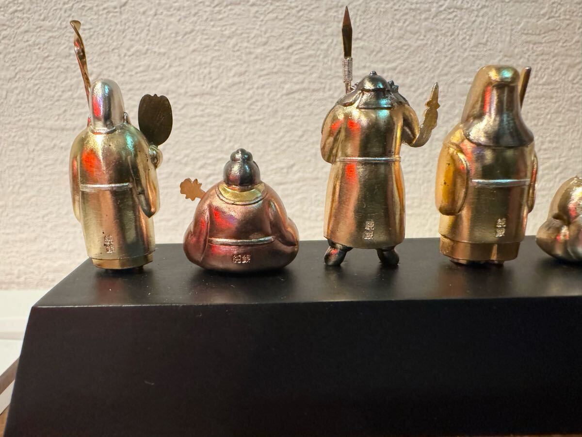 武比古 作 純銀 刻印 七福神 全体重約775g 銀製 ガラスケース付 武比古 作 純銀 刻印 七福神 全体重約775g 銀製 ガラスケース付