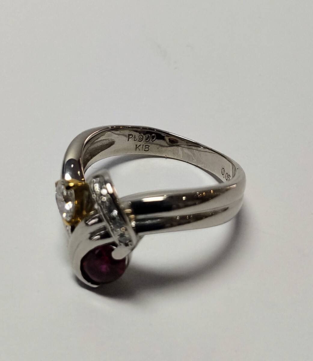 Pt900枠 天然石 ルビー・ダイヤモンドリング ルビー/0.51ct Pt900枠 天然石 ルビー・ダイヤモンドリング ルビー/0.51ct
