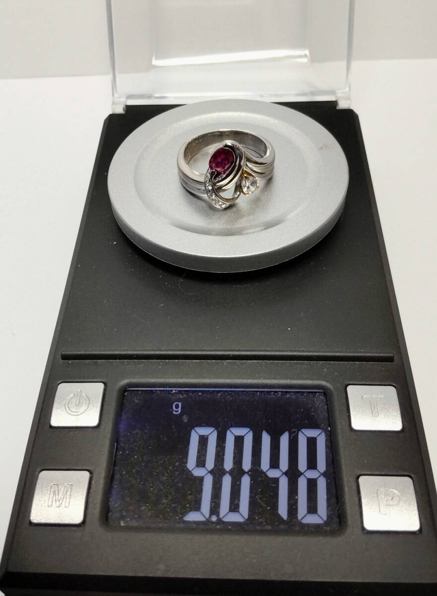 Pt900枠 天然石 ルビー・ダイヤモンドリング ルビー/0.51ct Pt900枠 天然石 ルビー・ダイヤモンドリング ルビー/0.51ct