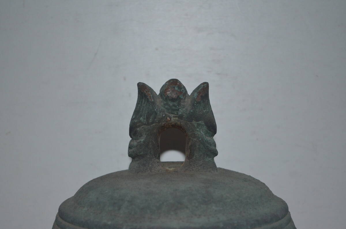 時代物 銅製 半鐘 釣鐘 梵鐘 高さ約 30㎝ 重さ約 6.2kg 検 仏教 時代物 銅製 半鐘 釣鐘 梵鐘 高さ約 30㎝ 重さ約 6.2kg 検 仏教