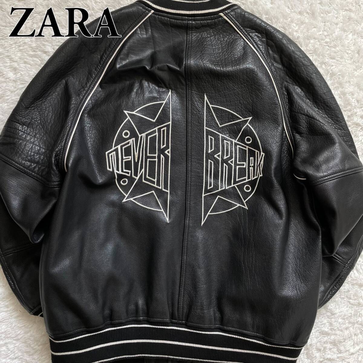 □極美品/2XL相当□ZARA ザラ スタジャン 刺繍ロゴ オール □極美品/2XL相当□ZARA ザラ スタジャン 刺繍ロゴ オール