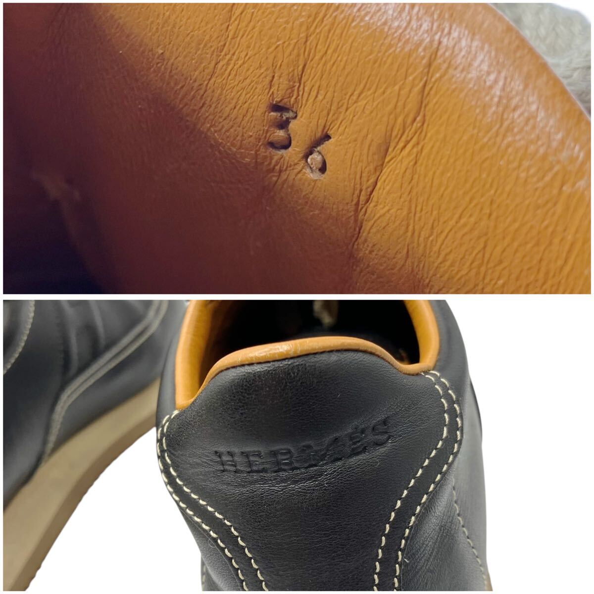 良品】エルメス HERMES クイックH 36 レザー スニーカー 良品】エルメス HERMES クイックH 36 レザー スニーカー