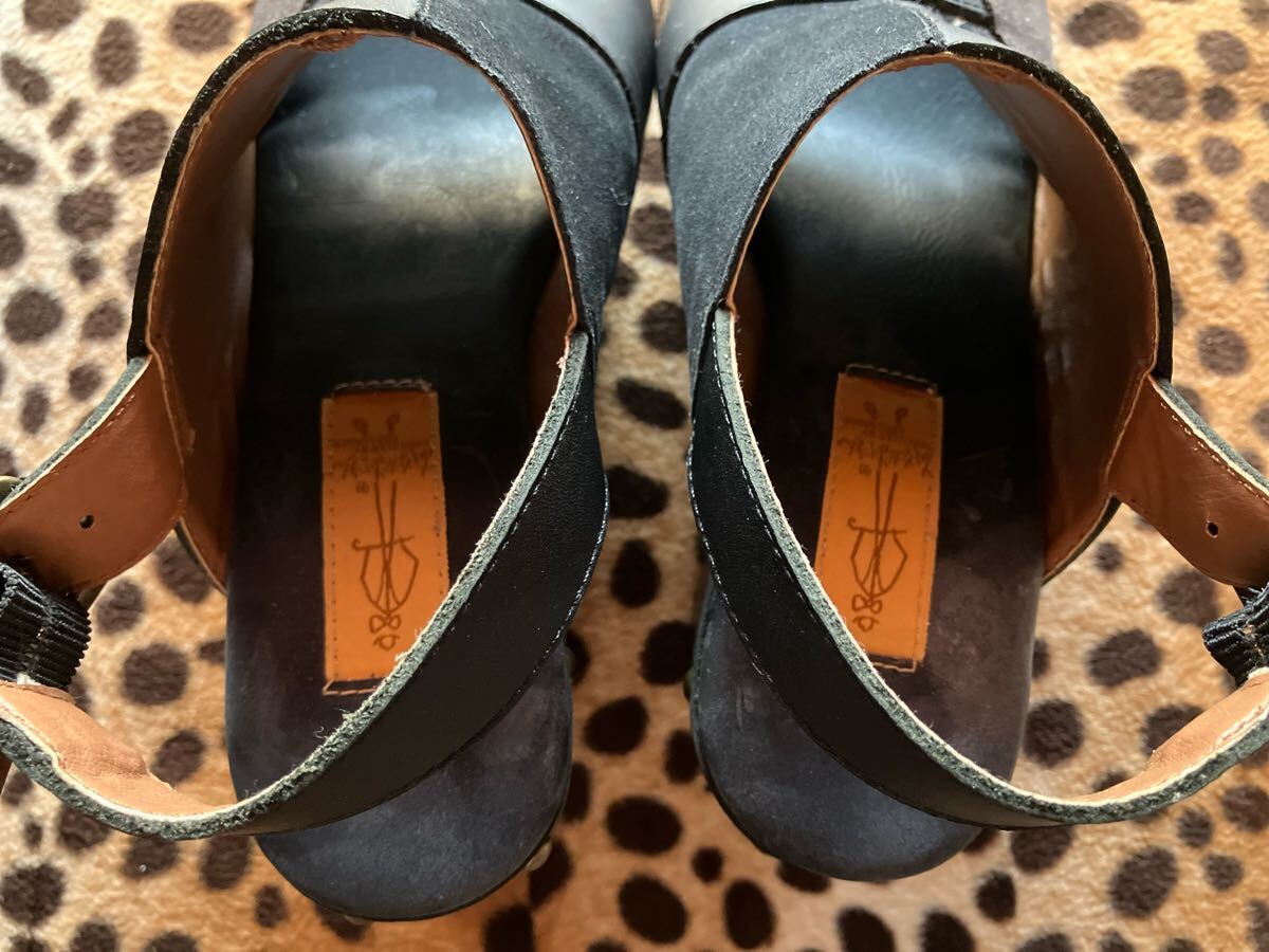 美品 あしながおじさん 厚底 サンダル Lサイズ 24cm程度 ブラック ストーム トラックソール レディース ショートブーツ オープン シューズ_画像5