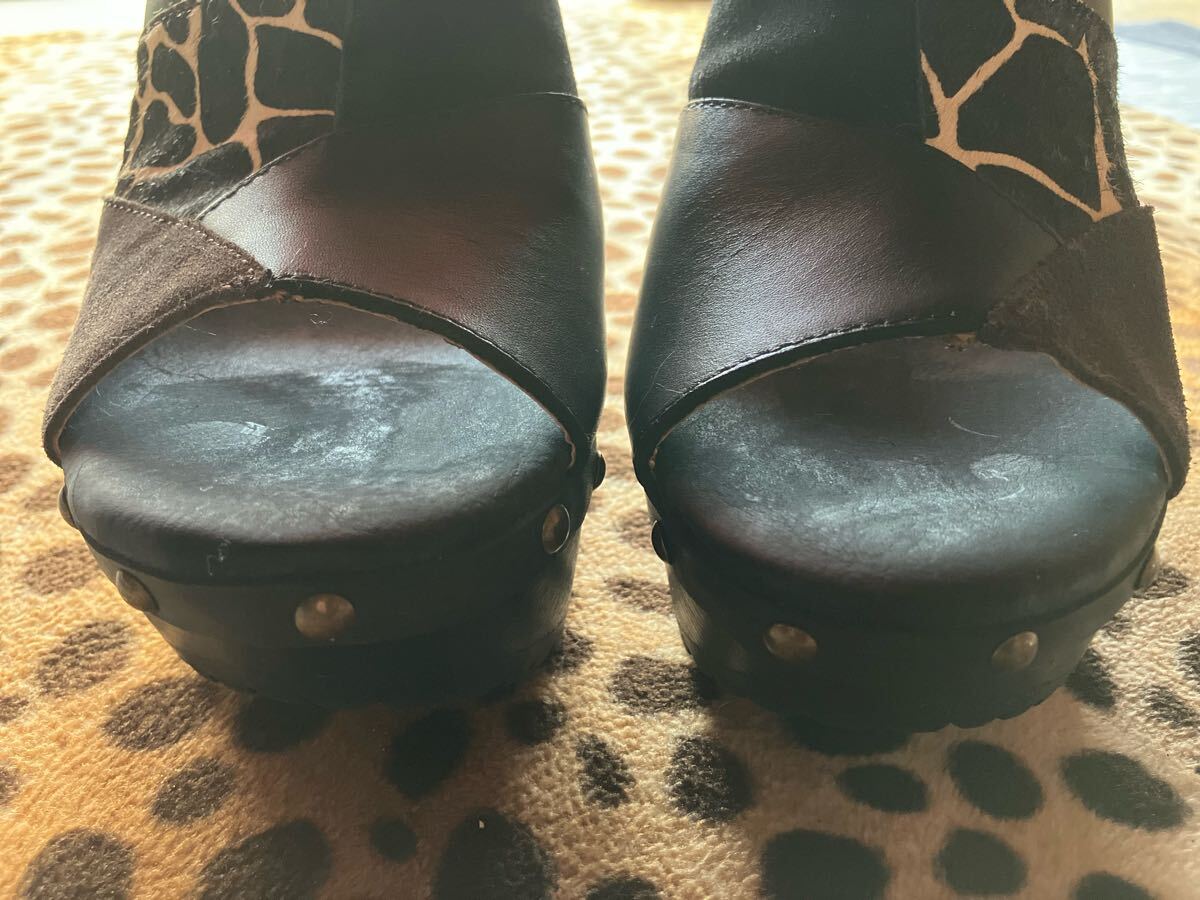 美品 あしながおじさん 厚底 サンダル Lサイズ 24cm程度 ブラック ストーム トラックソール レディース ショートブーツ オープン シューズ_画像8