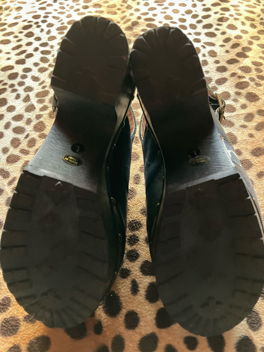 美品 あしながおじさん 厚底 サンダル Lサイズ 24cm程度 ブラック ストーム トラックソール レディース ショートブーツ オープン シューズ_画像9