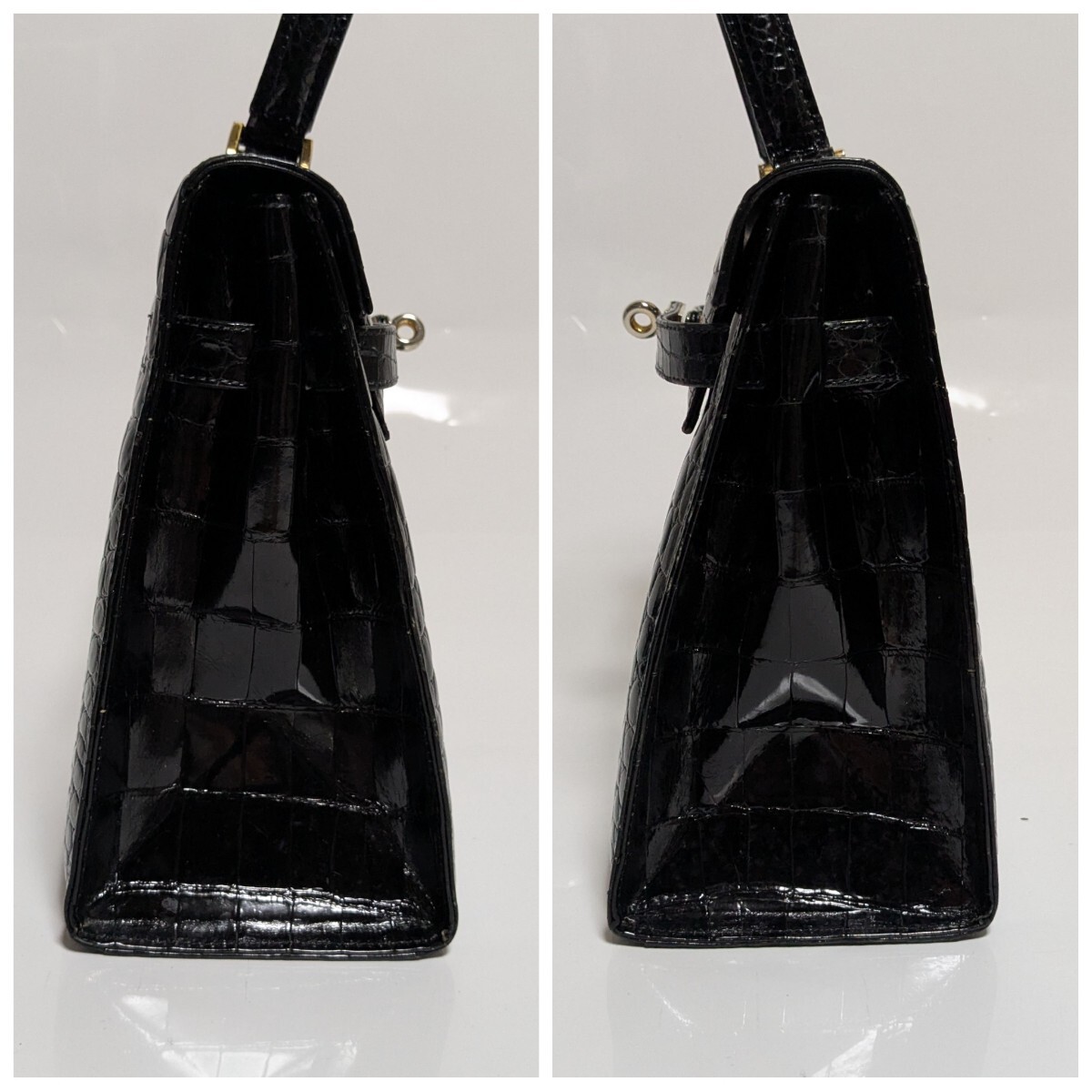 □TAKECHI□シャイニングクロコダイル ハンドバッグ ブラック □TAKECHI□シャイニングクロコダイル ハンドバッグ ブラック