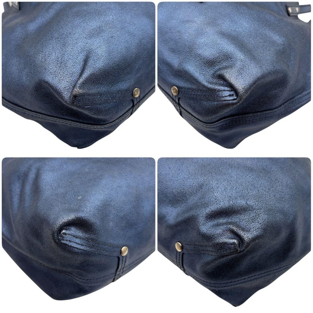 ティファニー リバーシブル トートバッグ メタリックブルー