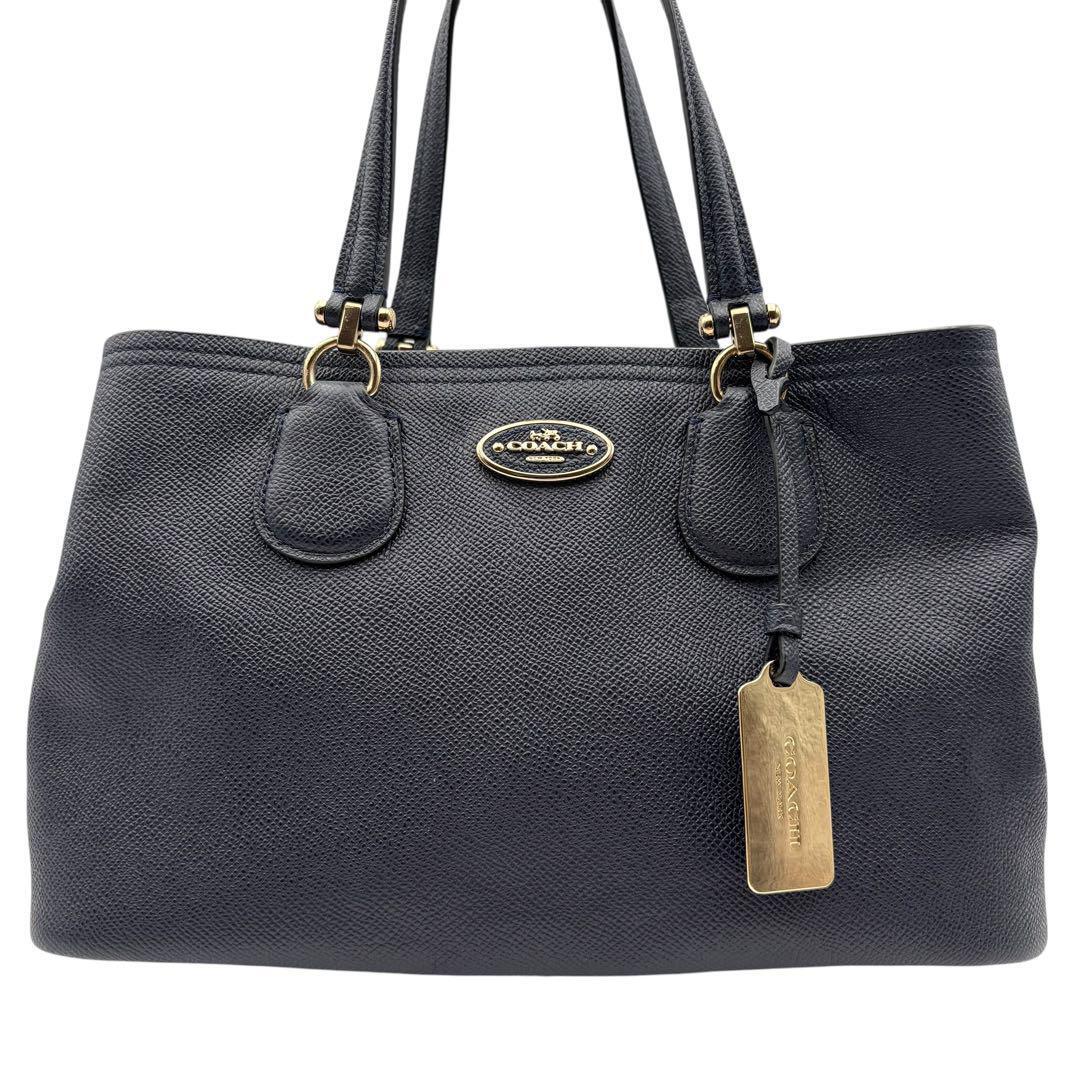 美品 コーチ 2way ショルダーバッグ レザー ネイビー ゴールド 美品 コーチ 2way ショルダーバッグ レザー ネイビー ゴールド