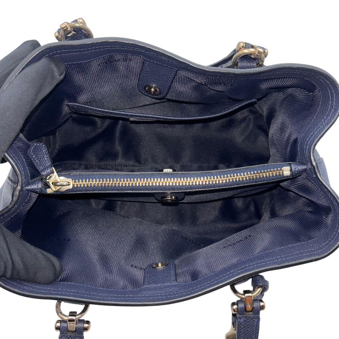 美品 コーチ 2way ショルダーバッグ レザー ネイビー ゴールド 美品 コーチ 2way ショルダーバッグ レザー ネイビー ゴールド