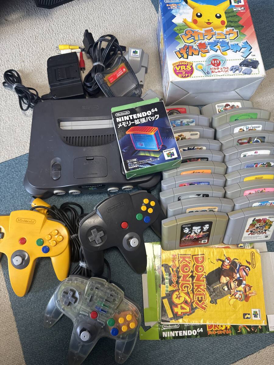 1円スタート】ニンテンドー64 本体 コントローラー ソフト21本 1円スタート】ニンテンドー64 本体 コントローラー ソフト21本