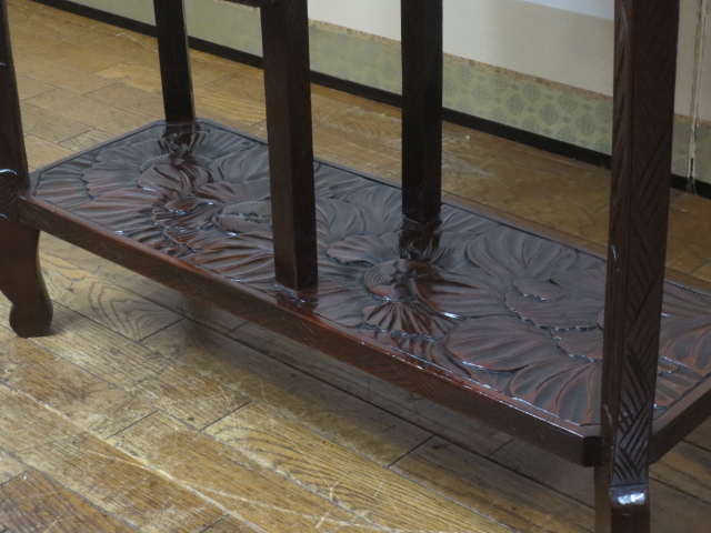 逸品 栃木県 伝統工芸品 日光彫り 彫刻 牡丹 花詰図 民芸 飾り棚 逸品 栃木県 伝統工芸品 日光彫り 彫刻 牡丹 花詰図 民芸 飾り棚