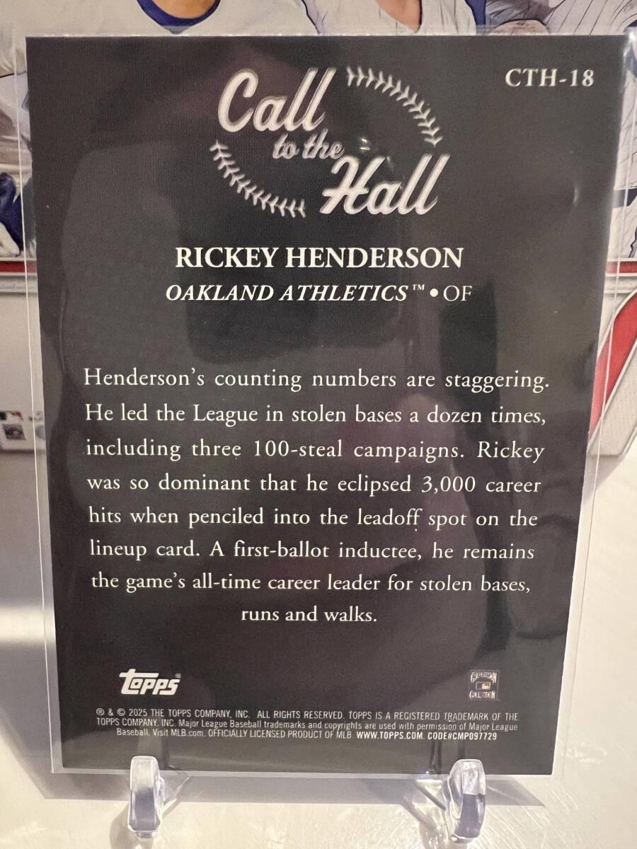 【Rickey Henderson】 Call To The Hall CTH-18 Topps 2025 Series 1 リッキー・ヘンダーソンの画像2
