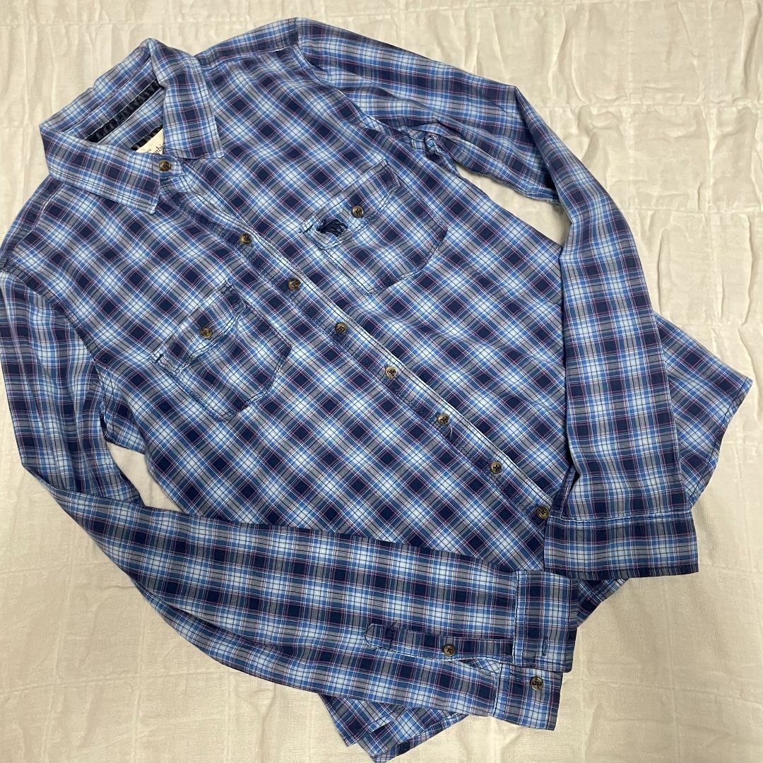 Abercrombie&Fitch アバクロ シャツ ブラウス チェック 青 S Abercrombie&Fitch アバクロ シャツ ブラウス チェック 青 S