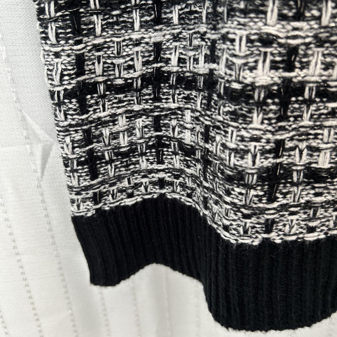 美品 【INGNI イング】 長袖 ニットワンピ (M) チェック 黒 白_画像5