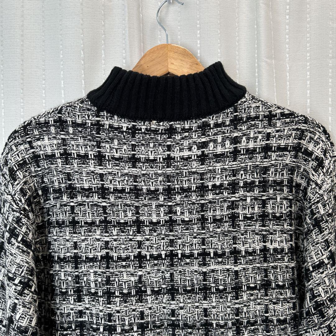 美品 【INGNI イング】 長袖 ニットワンピ (M) チェック 黒 白_画像7