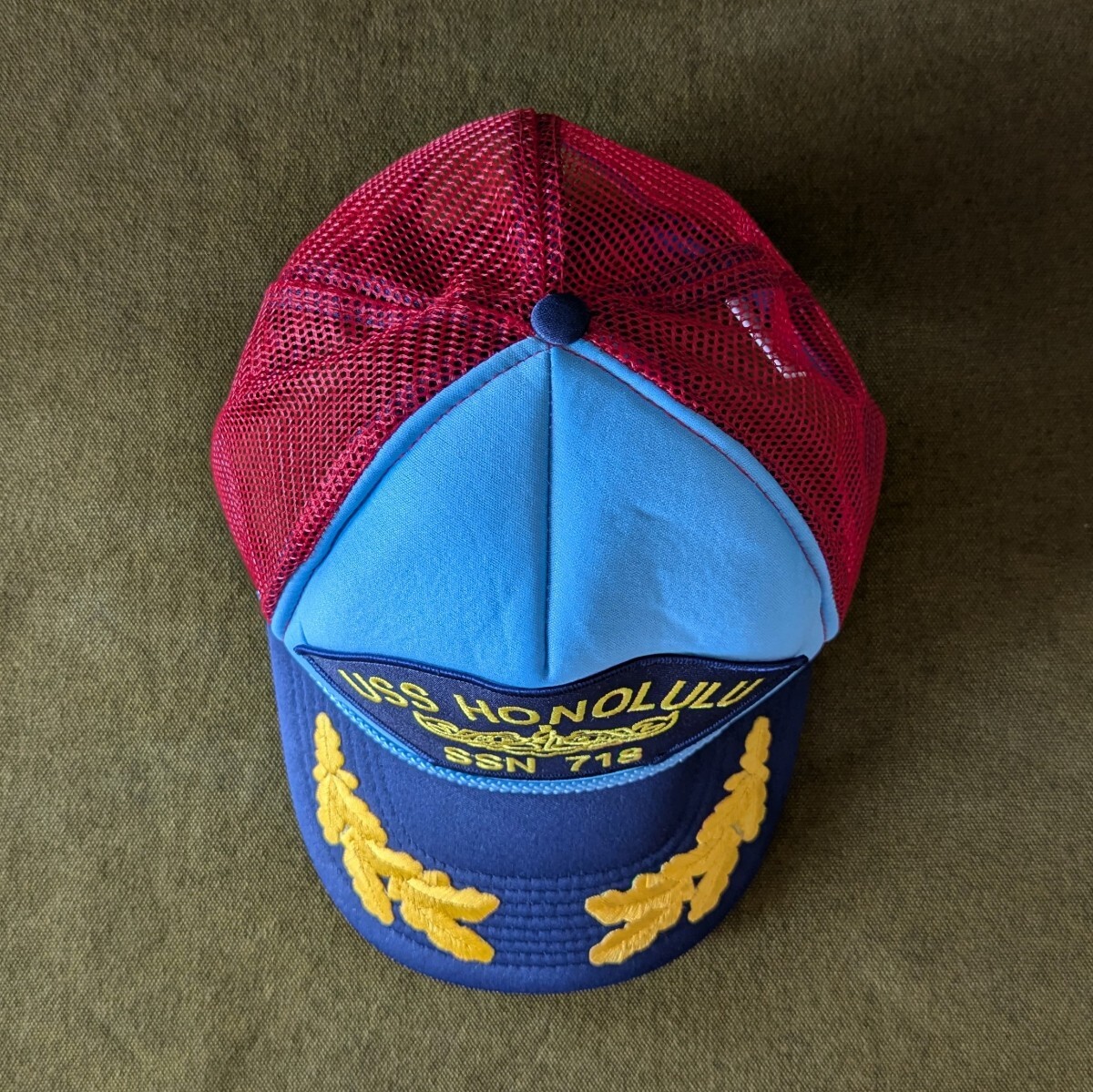 USS HONOLULU SSN 718 メッシュ キャップ 帽子 GOORIN グーリン アメリカ海軍 原子力潜水艦 水色×赤×紺×黄色 ONESIZE サイズ調節可能 _画像6