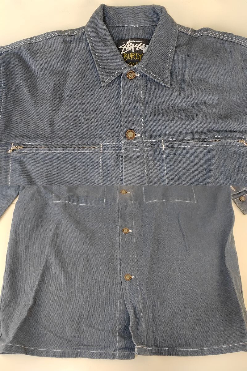STUSSY BURLY GEAR ワークシャツ ジャケット サイズ M 黒タグ90s STUSSY BURLY GEAR ワークシャツ ジャケット サイズ M 黒タグ90s