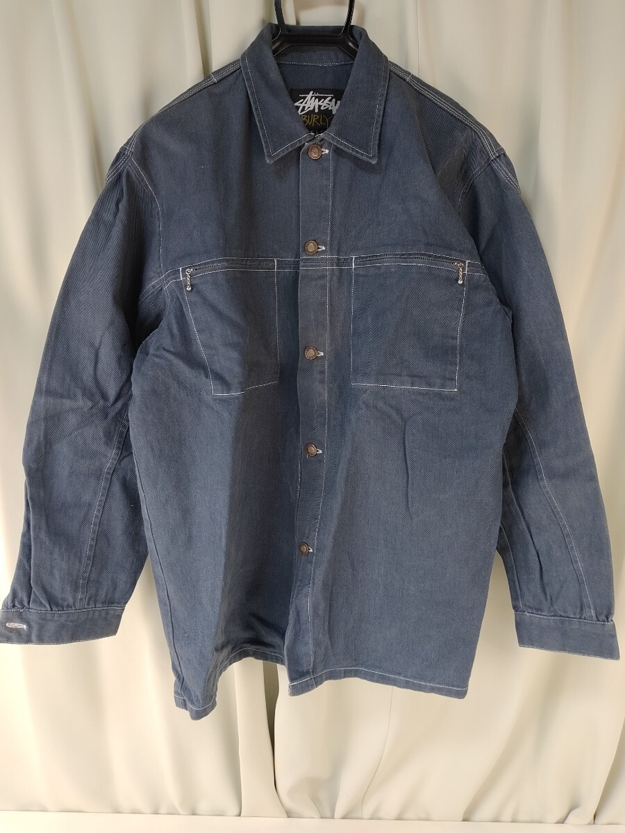 STUSSY BURLY GEAR ワークシャツ ジャケット サイズ M 黒タグ90s STUSSY BURLY GEAR ワークシャツ ジャケット サイズ M 黒タグ90s