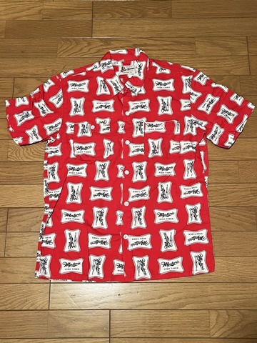 ヒステリックグラマー HYSTERIC GLAMOUR 半袖シャツ オープンカラーシャツ 開襟シャツ 赤 レッド 総柄 ロゴ ガールプリント ミラー Miller