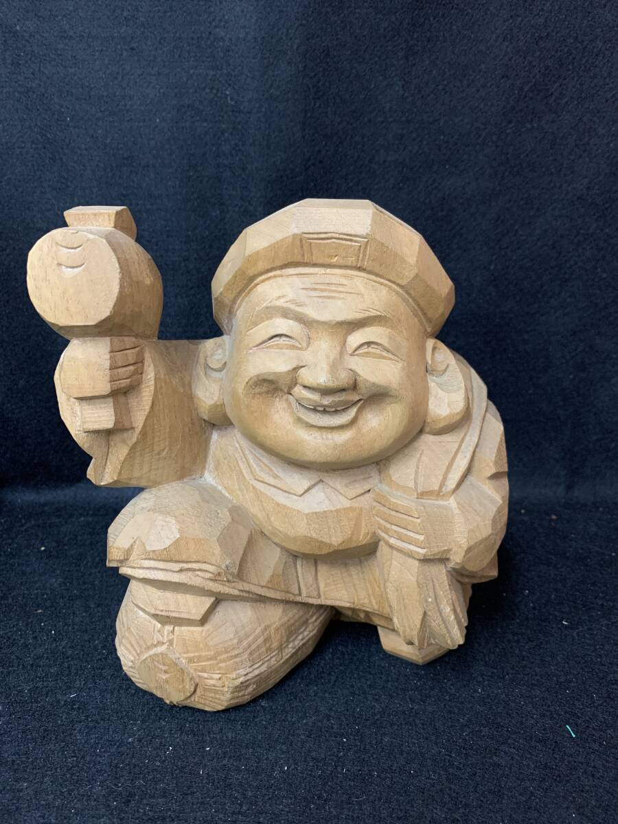 N1643 大黒様 木彫り 彫刻 仏像 七福神 大黒天 開運 招福 縁起物