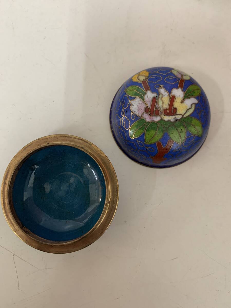 N1694 七宝焼 中国 香合 小物入れ 五重 花 アクセサリーケース N1694 七宝焼 中国 香合 小物入れ 五重 花 アクセサリーケース