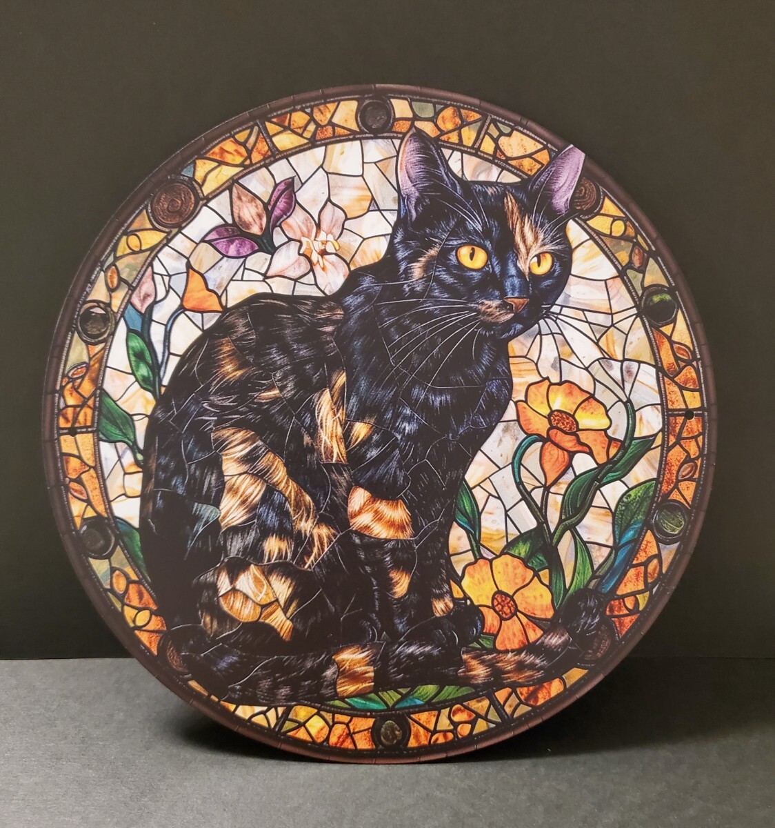 猫の壁飾り メタルウォールアート サビ猫と花E 猫の雑貨 HANAKO 猫の壁飾り メタルウォールアート サビ猫と花E 猫の雑貨 HANAKO