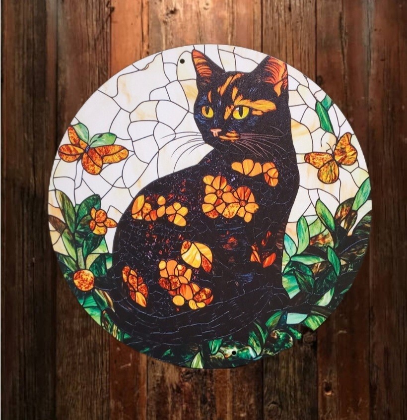 猫の壁飾り メタルウォールアート サビ猫と花G 猫の雑貨 HANAKO 猫の壁飾り メタルウォールアート サビ猫と花G 猫の雑貨 HANAKO