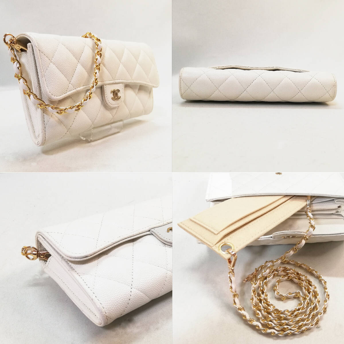 美品】CHANEL(シャネル)キャビアスキン マトラッセ 長財布 美品】CHANEL(シャネル)キャビアスキン マトラッセ 長財布