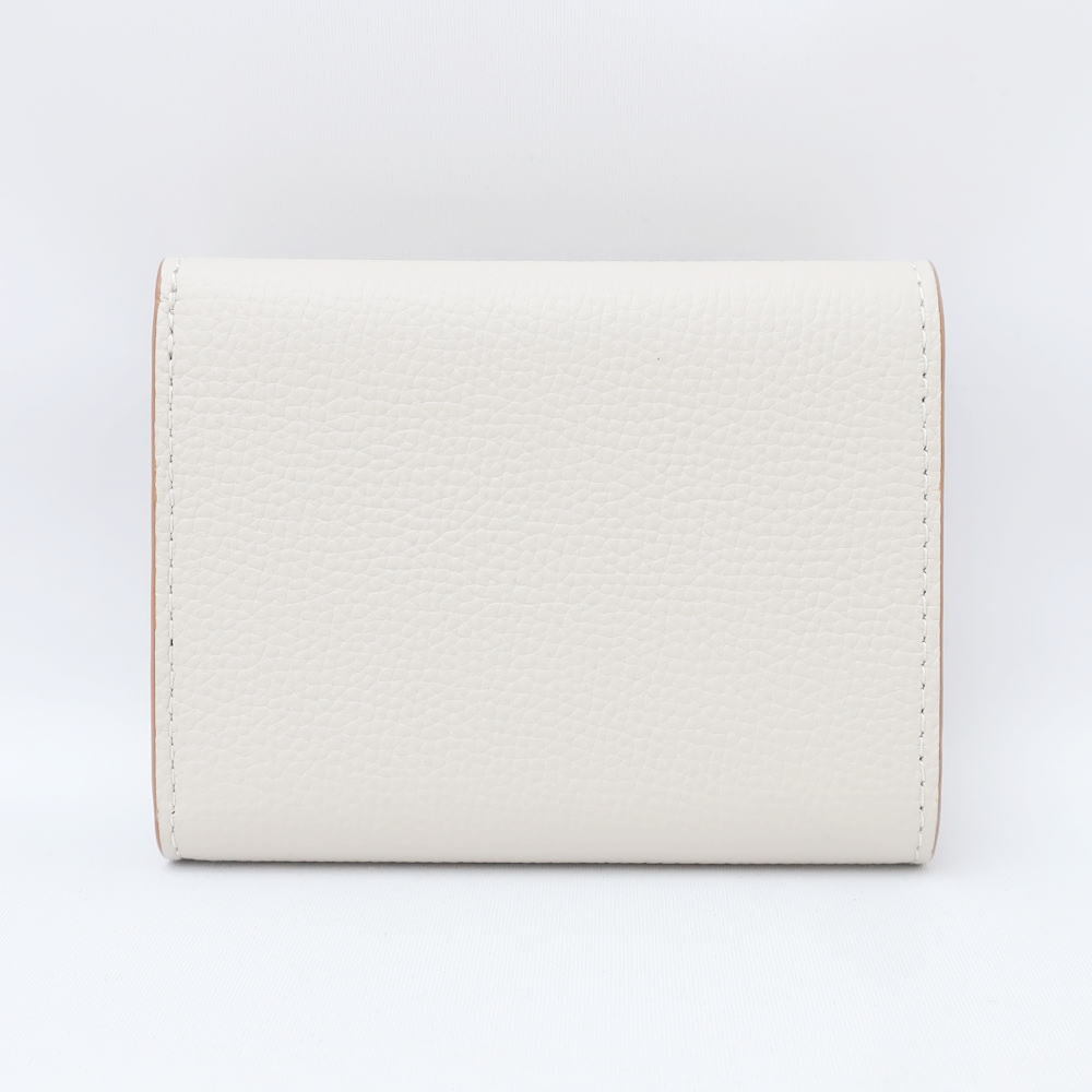 LOEWE ロエベ アナグラム トライフォールド ウォレット ペブル グレインカーフ レザー C821TR2X02 ライトゴースト 未使用品◆Sランク