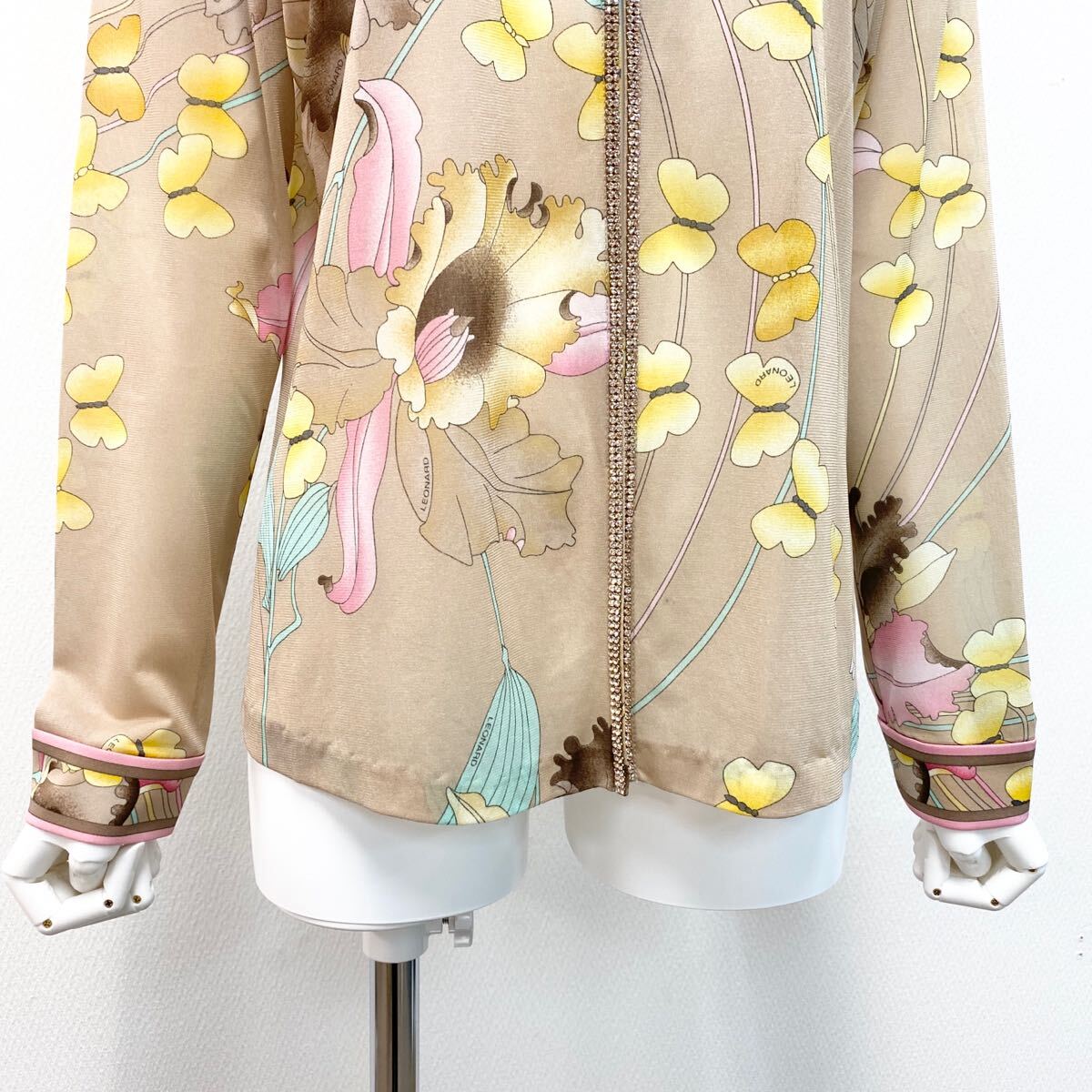 Nd11 LEONARD FASHION レオナール Vネックカーディガン 薄手 Nd11 LEONARD FASHION レオナール Vネックカーディガン 薄手