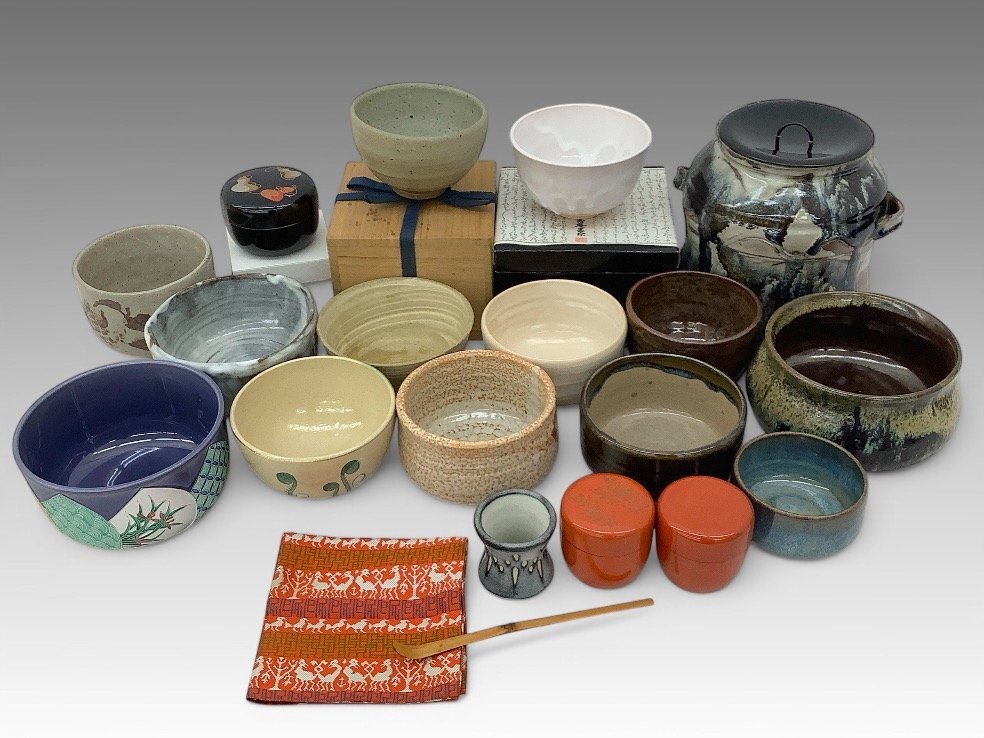 林山/長峰/唐津焼/萩焼 他 茶道具まとめ/茶碗/水指/建水/棗/蓋置