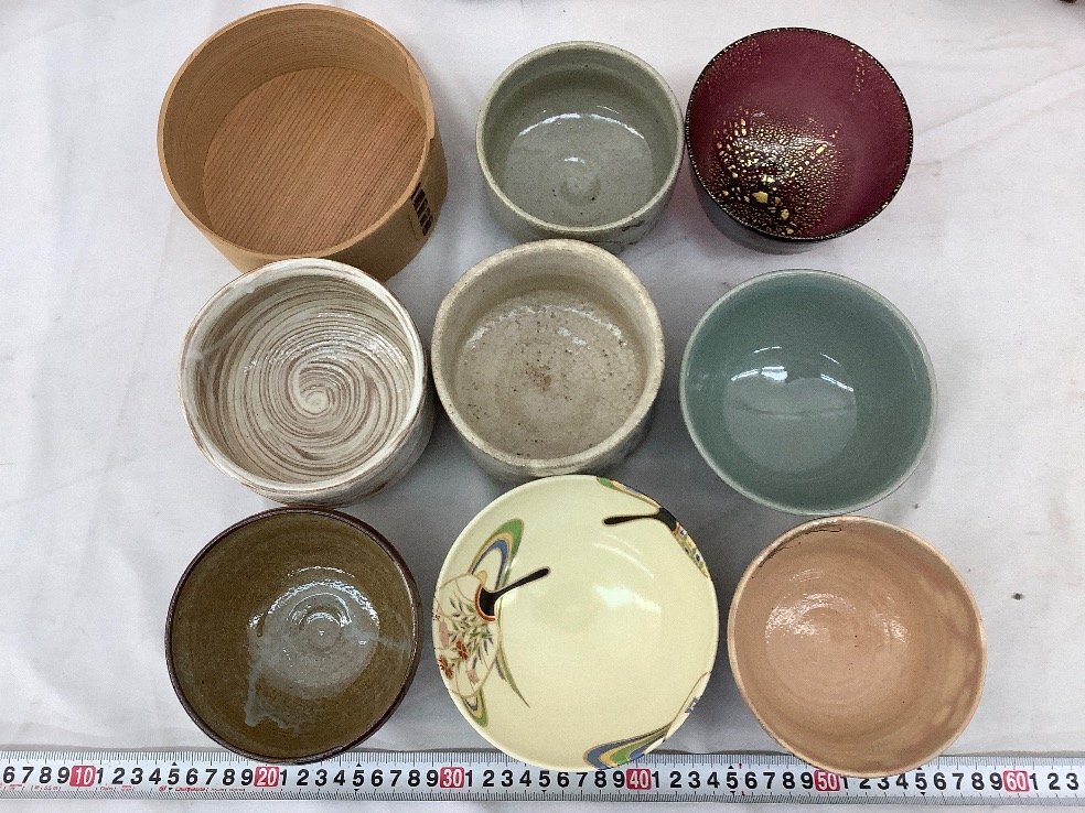 送料込【逢絢亭・新品】茶道具 茶碗 京焼 仁清 撫子の図 文月
