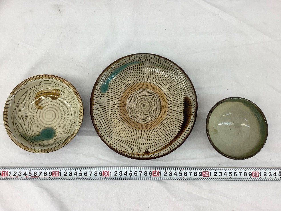 小鹿田焼/小石原焼 陶器まとめ/大皿/茶碗 皿立ては備品/ACB 中古