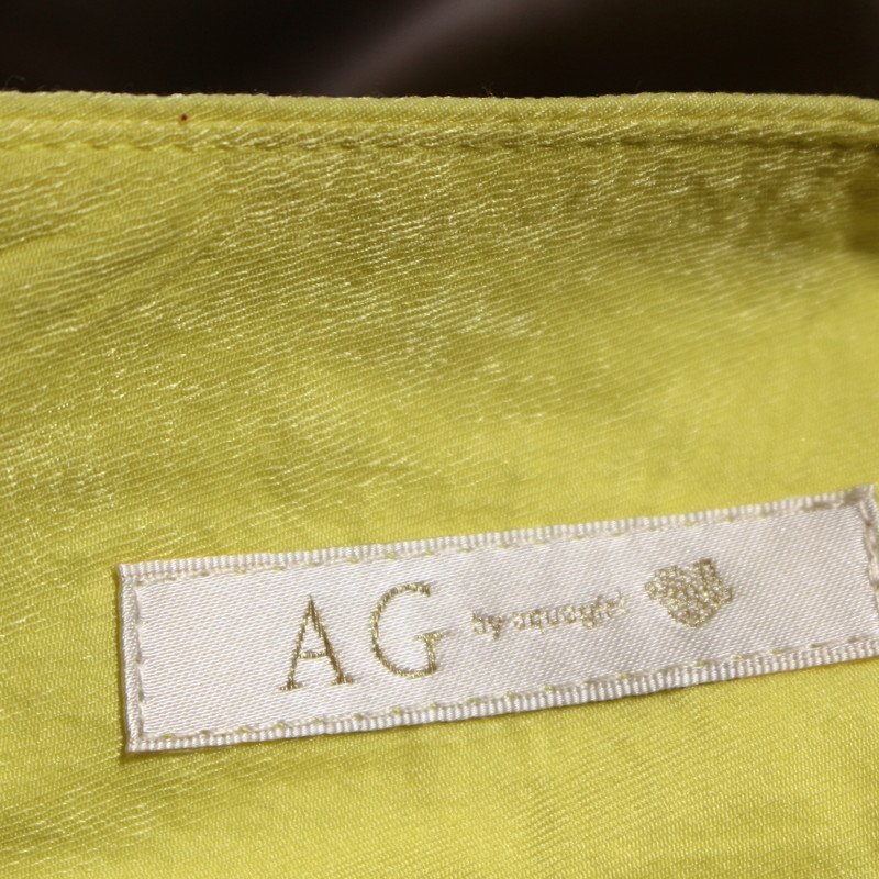 美品 AG by aquagirl アクアガール 春 夏 可愛い ビックリボン バイカラー 切替 Aライン フレアスカート M グレー イエロー 黄色 スカート_画像5