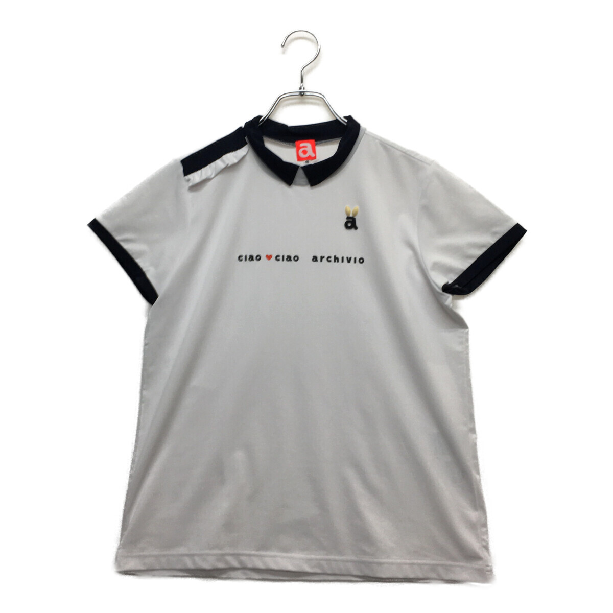 coco 中古【値下げ】 アルチビオ archivio レディース 半袖シャツ 40(L) 白 ホワイト 襟付き ネコパケ発送可 95231_画像1