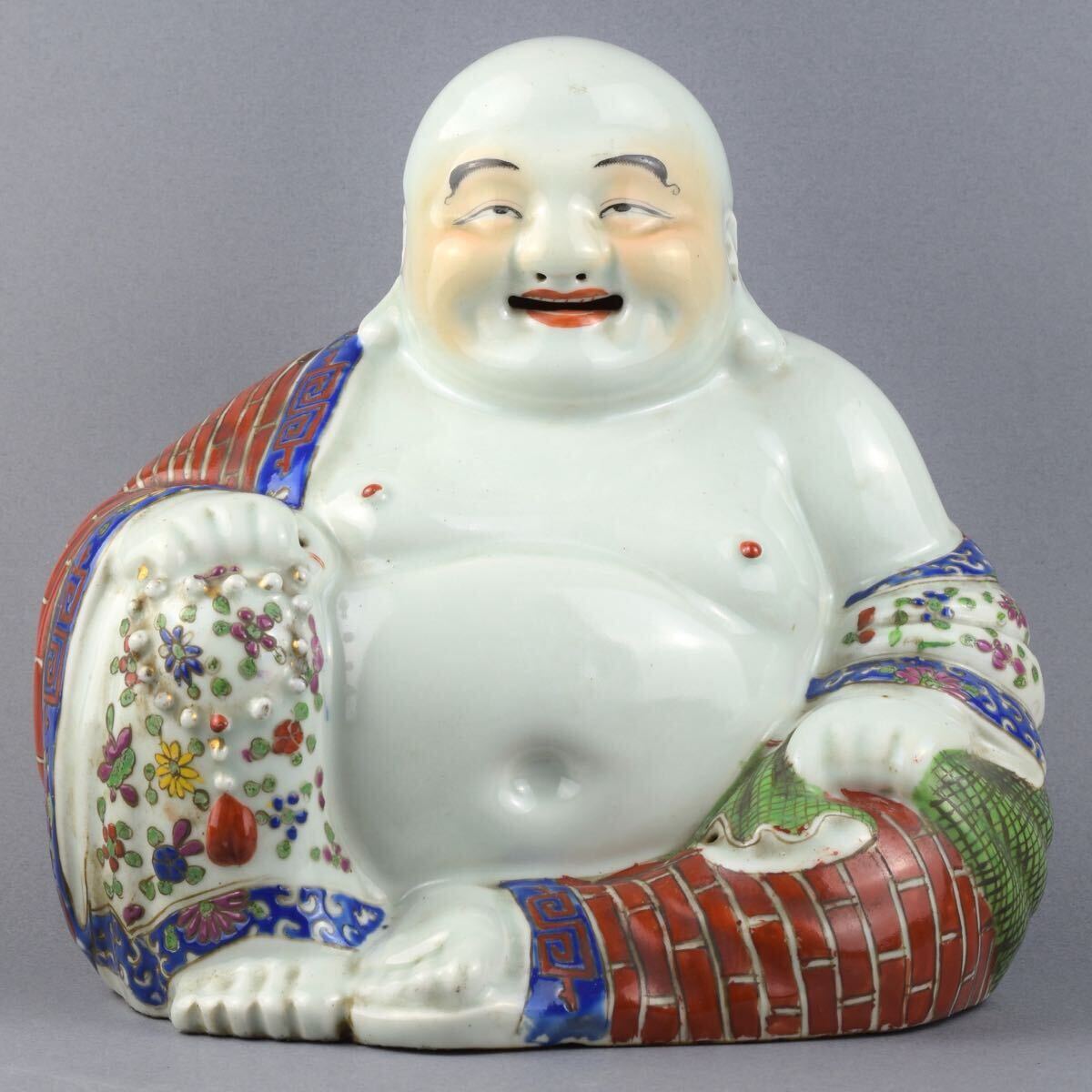 中国 景徳鎮 江西景鎮 茂記生造 粉彩 布袋座像 検: 布袋 置物 唐 中国 景徳鎮 江西景鎮 茂記生造 粉彩 布袋座像 検: 布袋 置物 唐