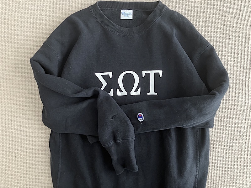 即決 ビームス別注 青タグ Champion REVERSE WEAVE ワイドシルエット クルーネック スウェット Sサイズ 黒 SWT ΣΩT