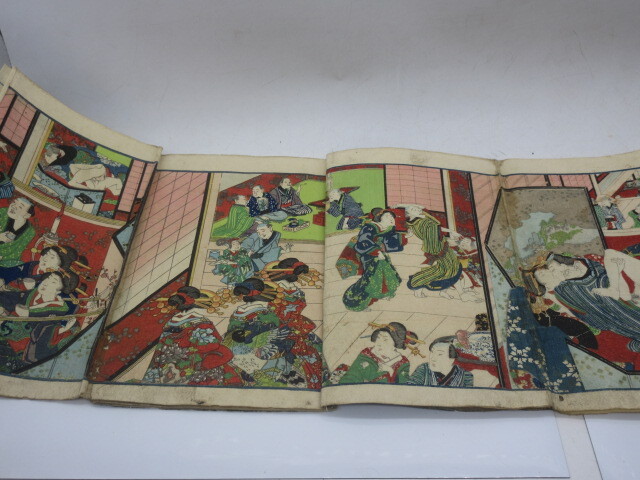 江戸期 春画本 艶本【「仮宅遊全盛競 序 淫水亭」見開き仕掛け 江戸期 春画本 艶本【「仮宅遊全盛競 序 淫水亭」見開き仕掛け