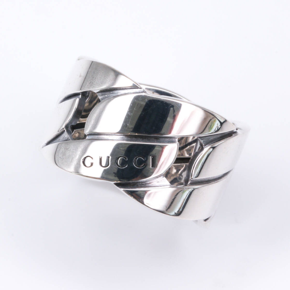 【新品仕上げ＋超音波洗浄】イタリア制 GUCCI グッチ シルバーリング Gチェーンモチーフ SV925 指輪 インターロッキングG ブランデッドG