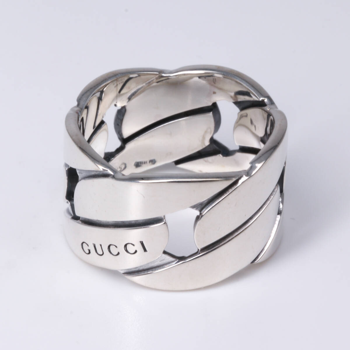 【新品仕上げ＋超音波洗浄】イタリア制 GUCCI グッチ シルバーリング Gチェーンモチーフ SV925 指輪 インターロッキングG ブランデッドG