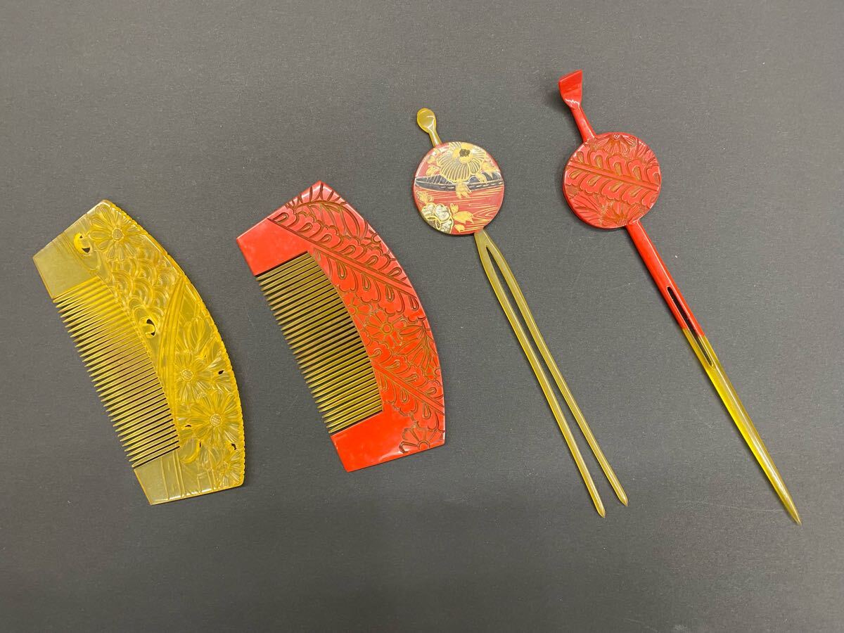著物屋月-MOON- かんざしまとめて4點(diǎn) セット系 和裝小物 かんざし 髪飾り 櫛 まとめ C-94