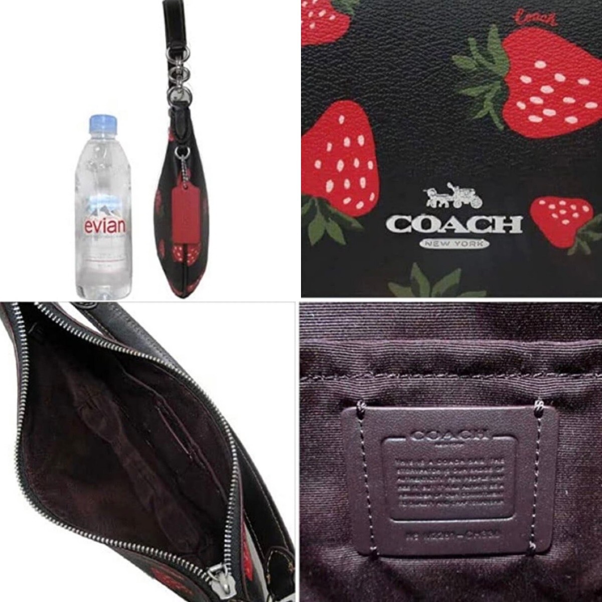  Coach кожаная сумка COACHpei тонн * сигнал bo- клубника рисунок сумка на плечо сумка новый товар бренд стандартный товар клубника клубника чёрный 