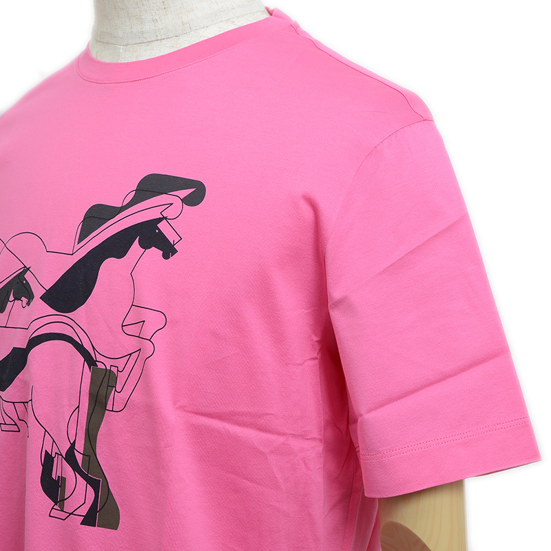 エルメス Tシャツ ロデオ ピンク コットン メンズ Mサイズ