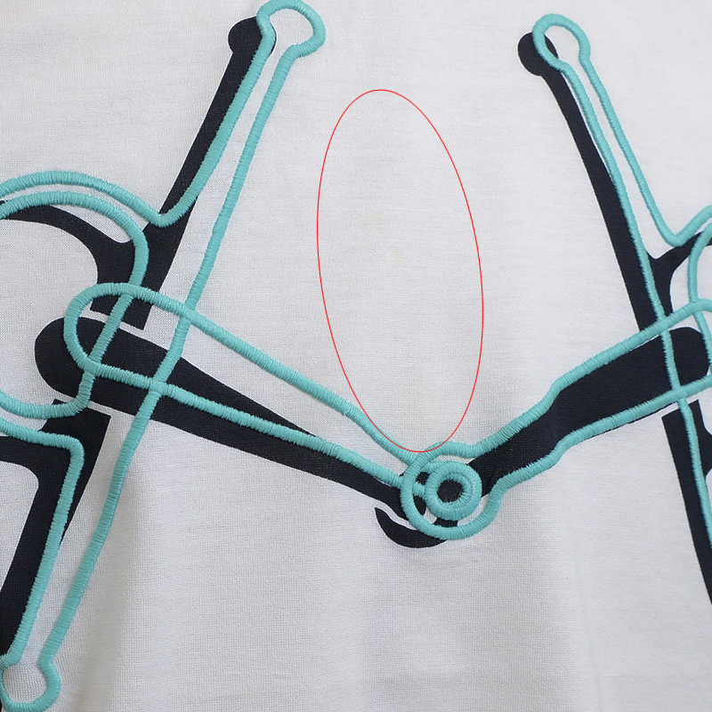 エルメス 半袖Tシャツ ホワイト/ブラック/ブルー コットン メンズ Mサイズ