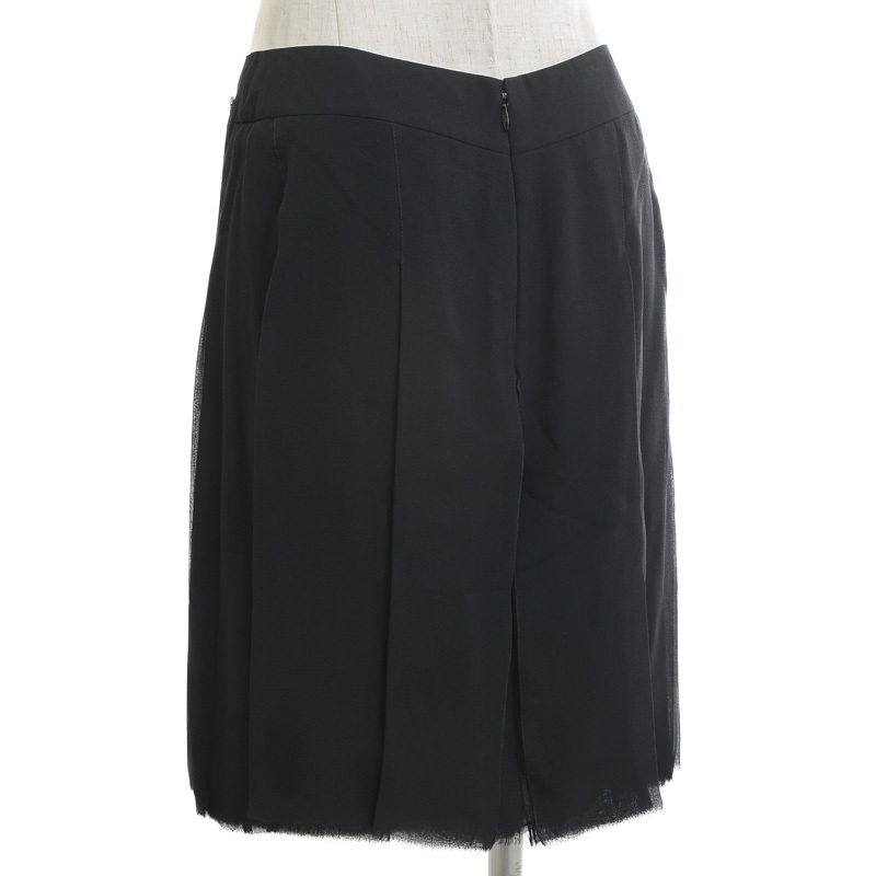 値下げ シャネル プリーツ パネルスカート シルクシフォン ブラック 38サイズ P37792
